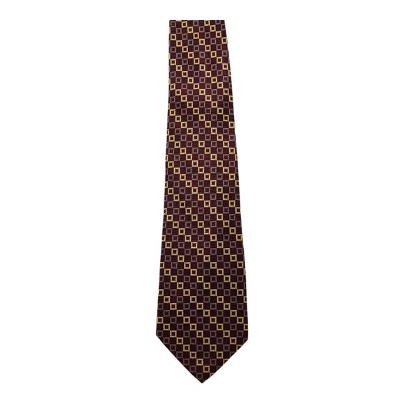 Nubio Geometric Pattern Red 100% Silk Necktie - Picture 1 of 2